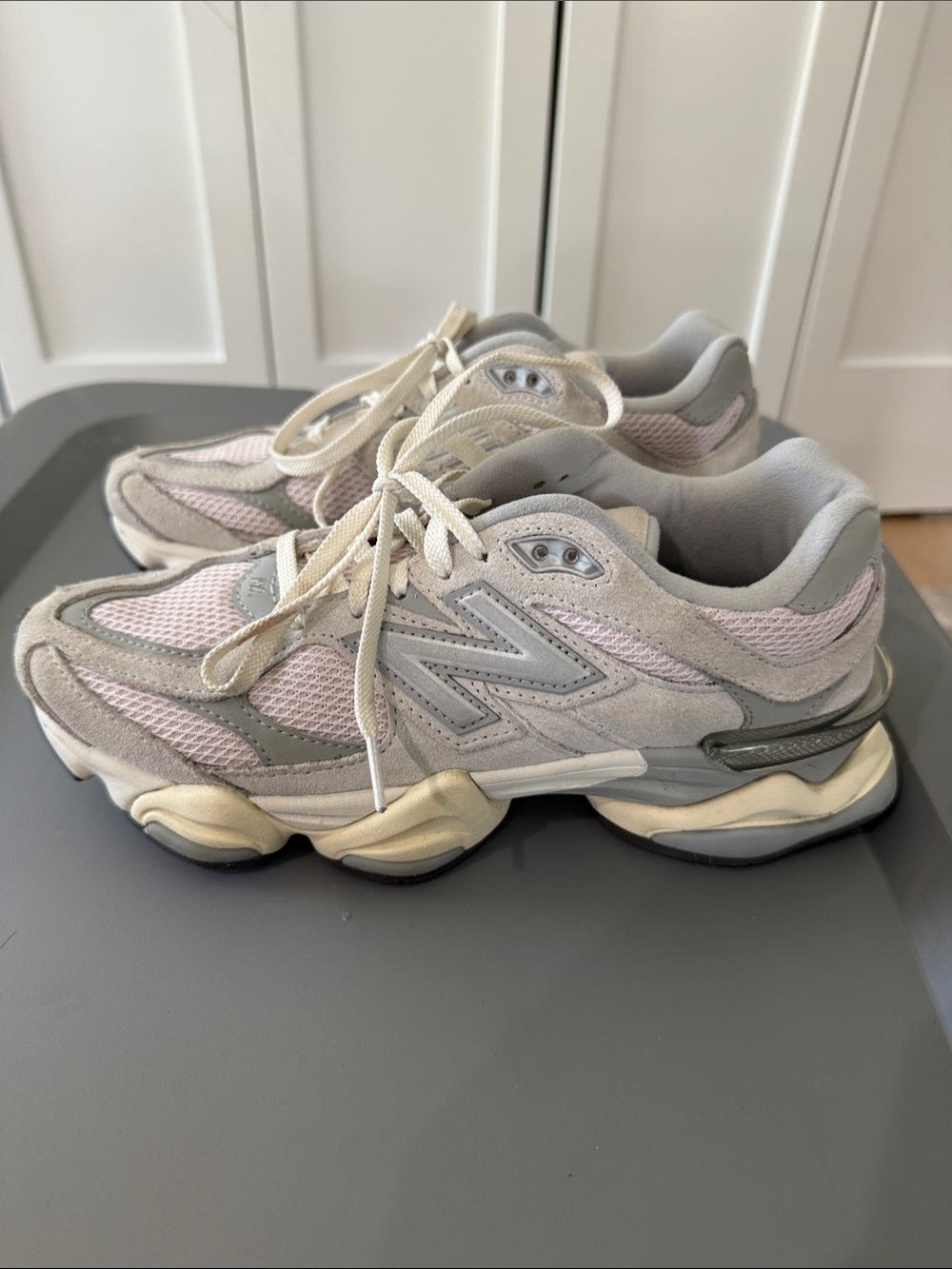 New Balance Women's Sneakers in Light Gray, Pink & Cream
